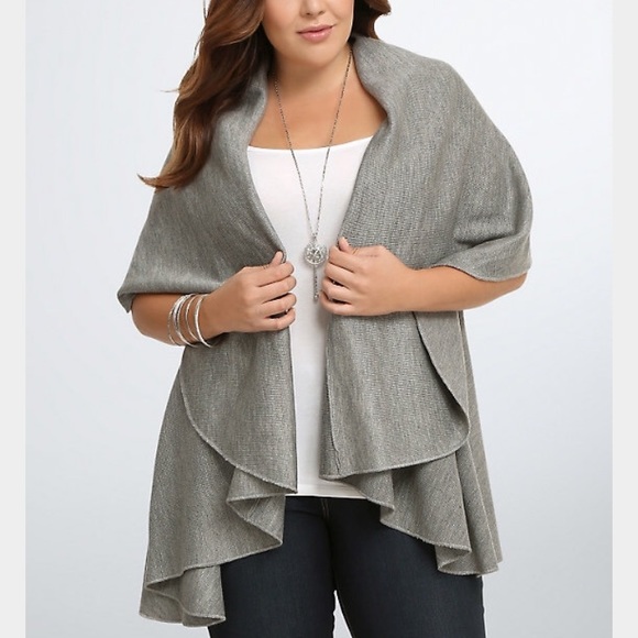 torrid Jackets & Blazers - Torrid plus size gray open drape vest 2X